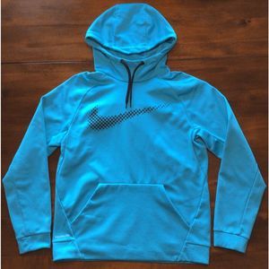 NEW Men’s 2XL NIKE Therma-Fit Hoodie Sweatshirt Pullover Aqua Blue 811899-407